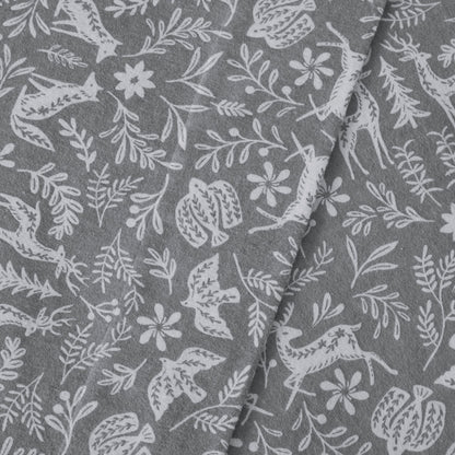 Oversized Cotton Flannel 4 Piece Sheet Set - Sage Winter Fauna