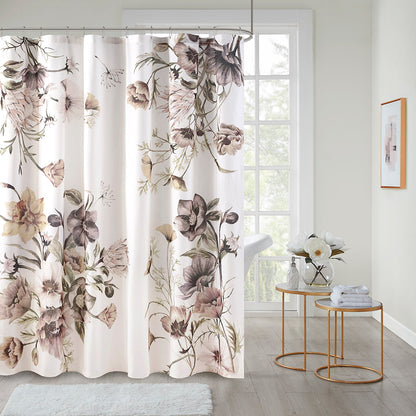 Cassandra Printed Cotton Shower Curtain - Blush