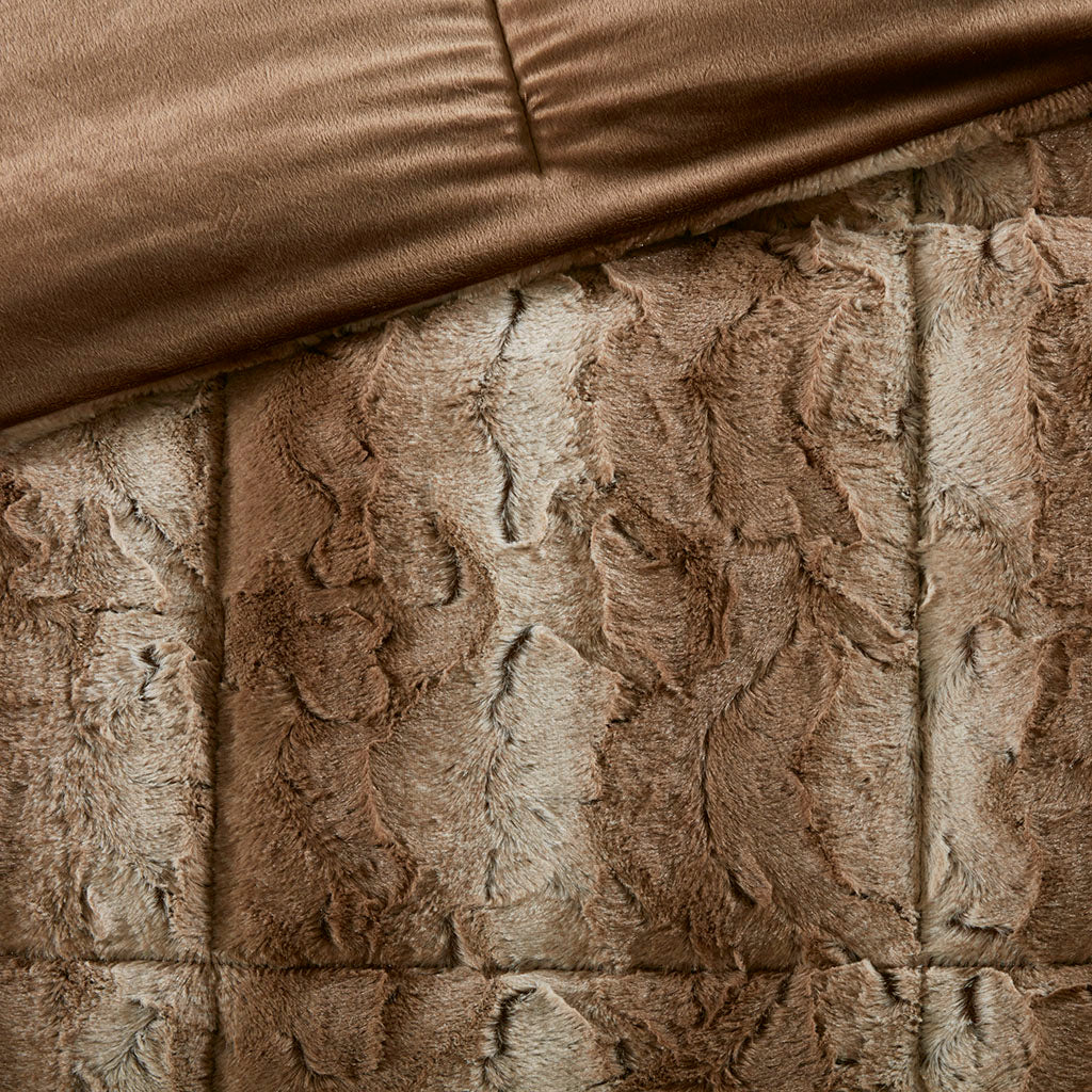 Zuri Faux Fur Comforter Set - Tan