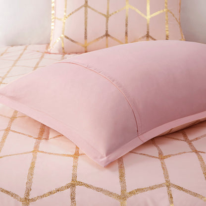 Raina Metallic Printed Comforter Set - Blush/Gold