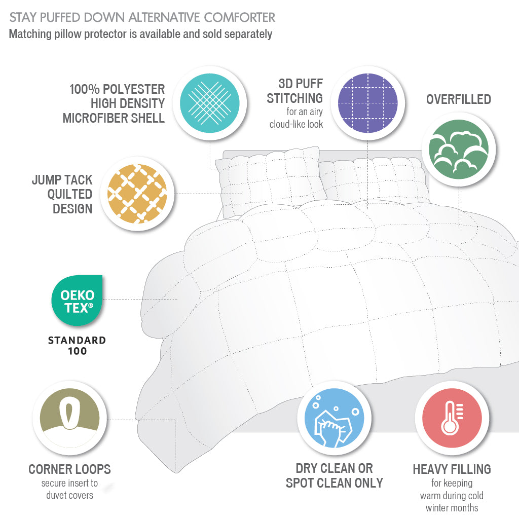 Stay Puffed Overfilled Down Alternative Comforter - White