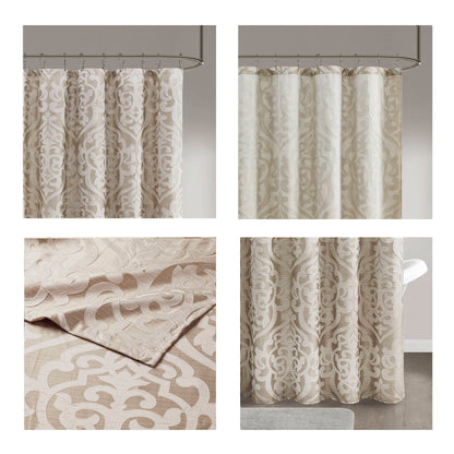 Odette Jacquard Shower Curtain - Tan/Ivory