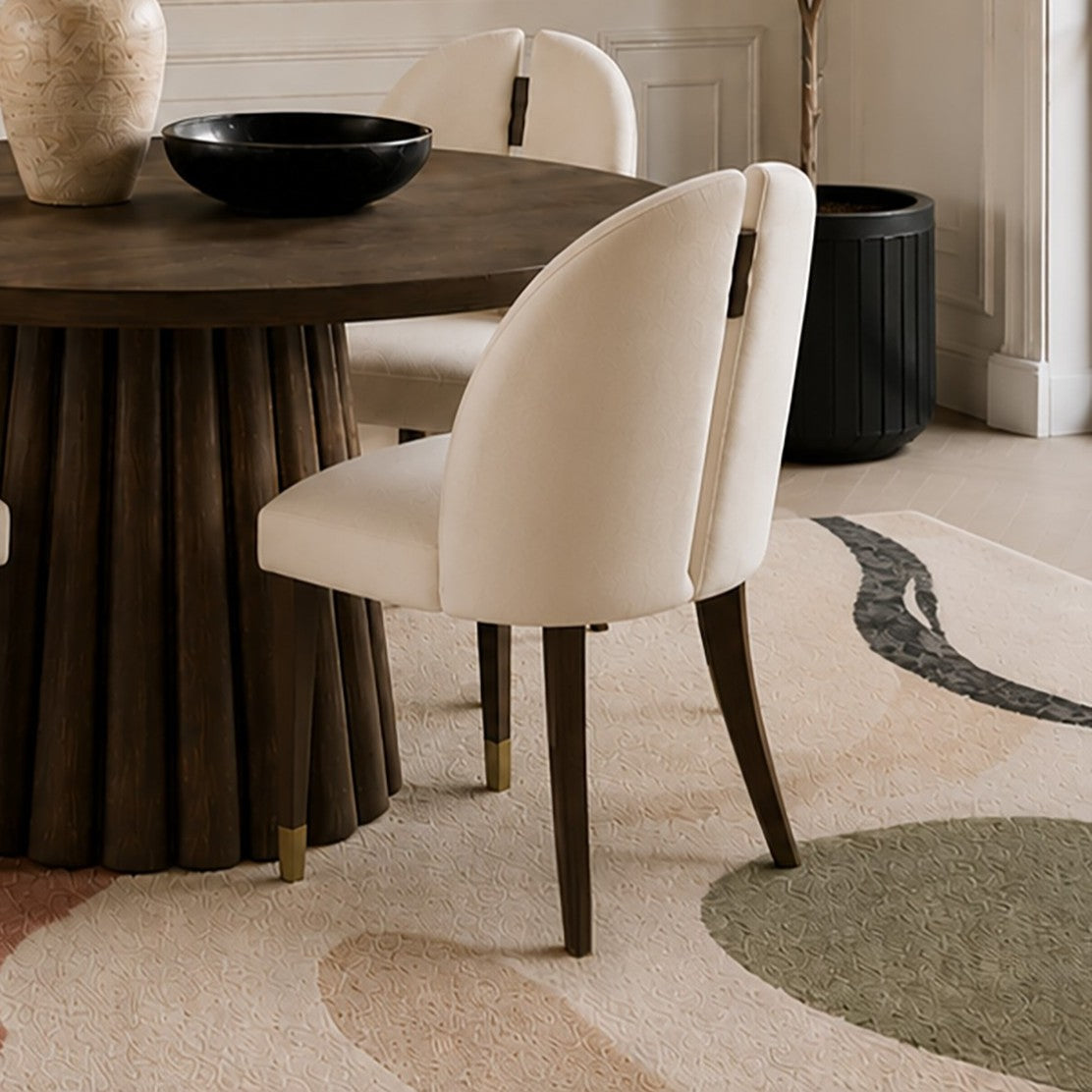 Sabine Split Back Dining Chair with Metal Leg Caps - Ivory