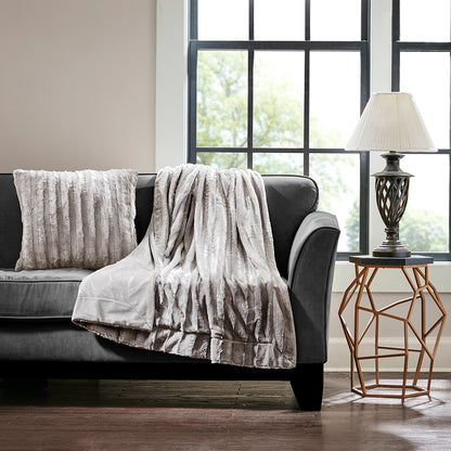 Duke Faux Fur Square Pillow - Grey