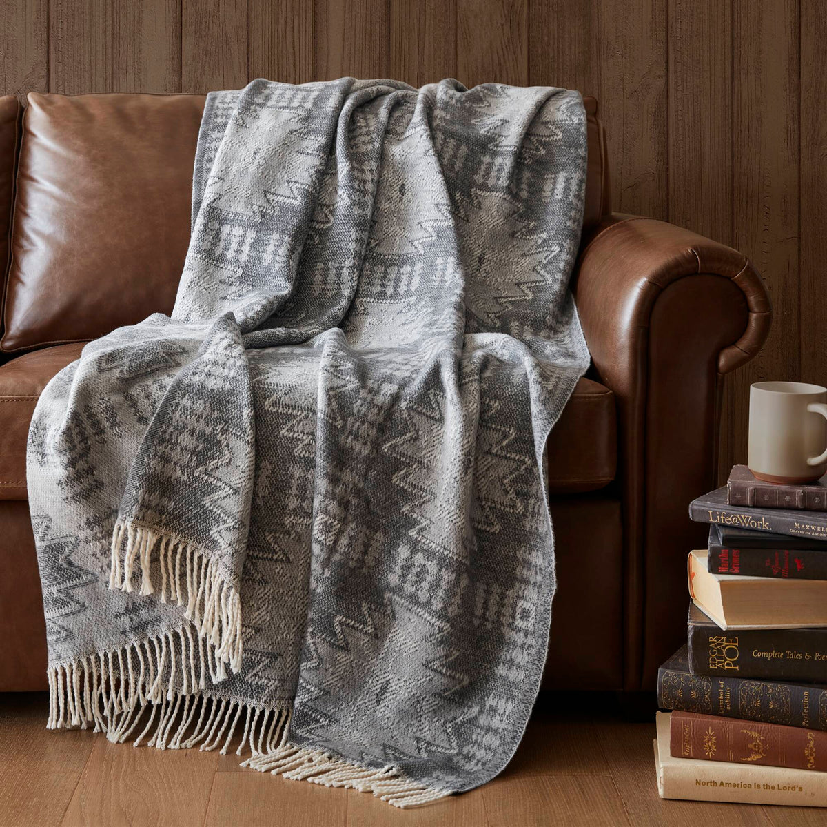 Alberta Cotton Blend Throw - Grey Aztec