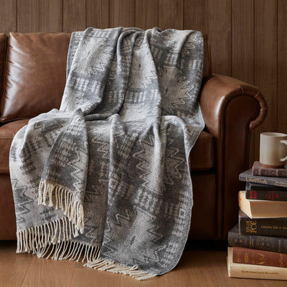 Alberta Cotton Blend Throw - Grey Aztec