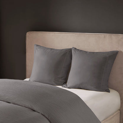 Hanae Cotton Blend Yarn Dyed Euro Sham - Grey