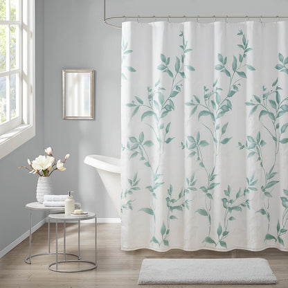 Cecily Burnout Printed Shower Curtain - Seafoam