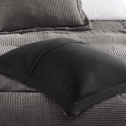 Dallas 7 Piece Micro Corduroy Comforter Set - Grey
