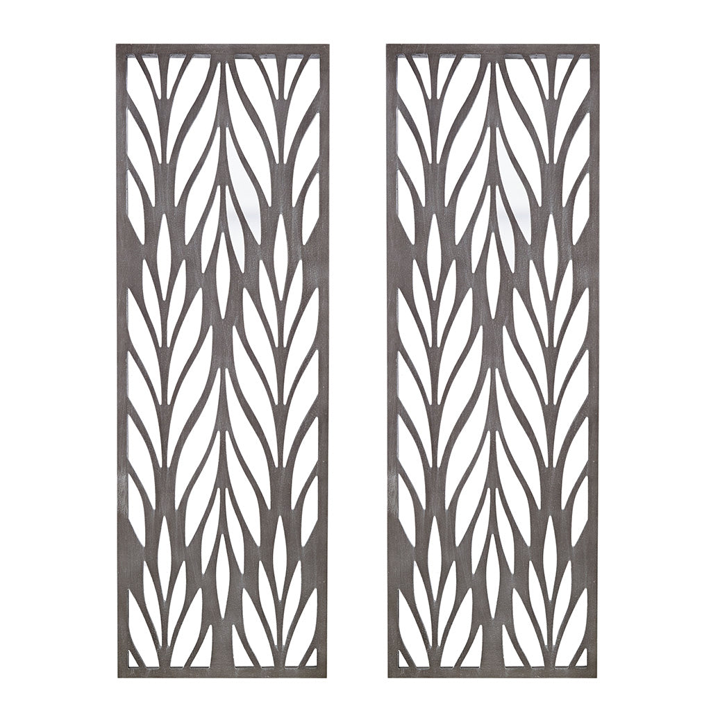 Florian Grey Laser Cut Wood 2-piece Panel Wall Decor Set - Reclaimed Grey