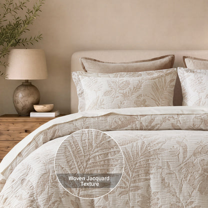 Maison Tropical Cotton Jacquard Botanical Duvet Cover Set - Linen