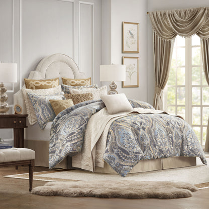 Julius 4 Piece Comforter Set - Blue/Grey