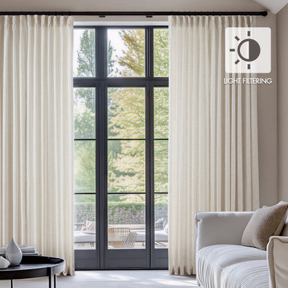 Emery 300gsm poly linen with 7 pinch pleat per pc - Ivory