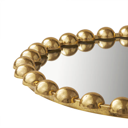 Marlowe Beaded Round Wall Mirror - Gold