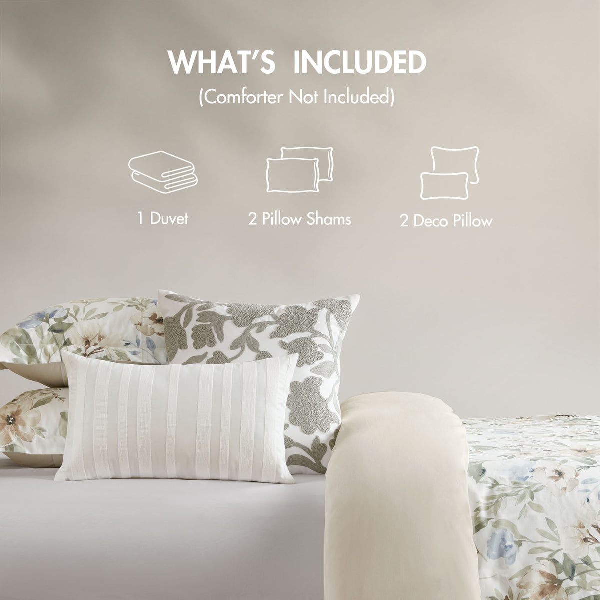 Herbal 5 Piece Cotton Sateen Print Duvet Set - Multi