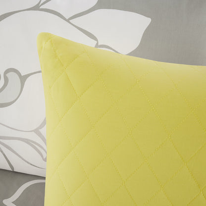 Lola 6 Piece Printed Duvet Cover Set - Taupe Grey/Yellow
