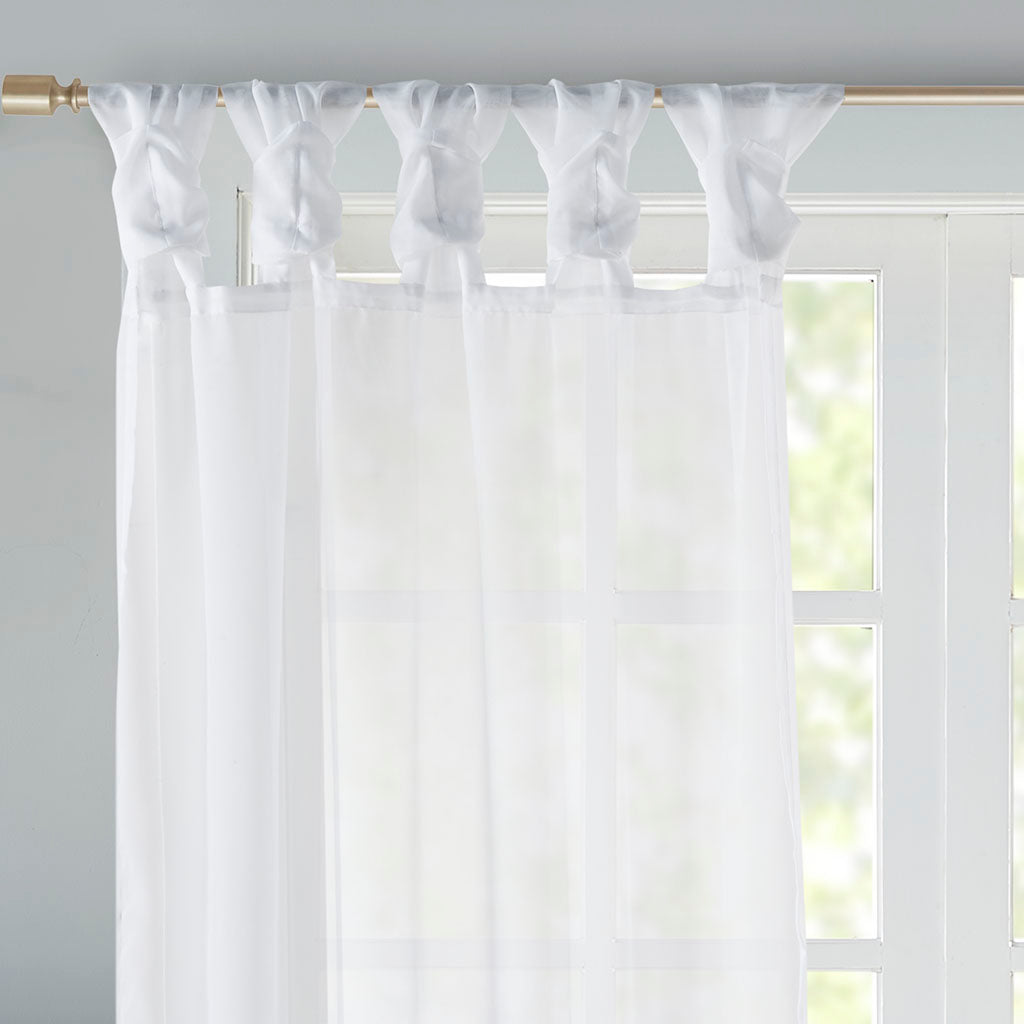 Ceres Twist Tab Voile Sheer Window Pair - White