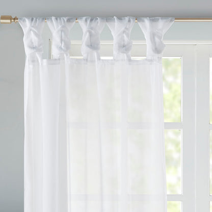 Ceres Twist Tab Voile Sheer Window Pair - White
