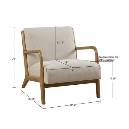 Novak Mid-Century Modern Accent Armchair - Cream
