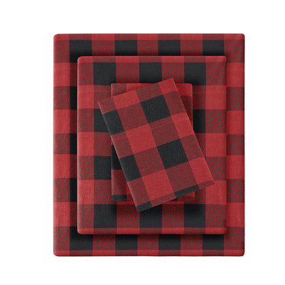 Cotton Flannel Sheet Set - Red/Black Buffalo Check