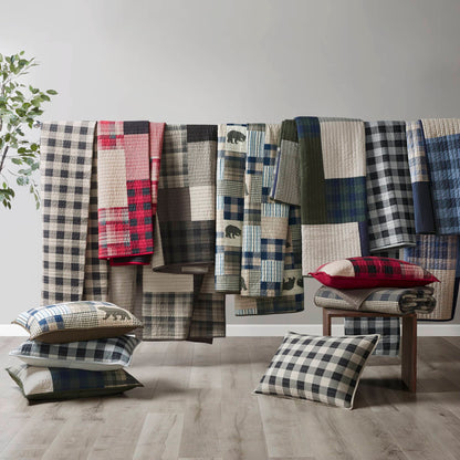 Winter Hills Oversized Cotton Quilt Set - Blue