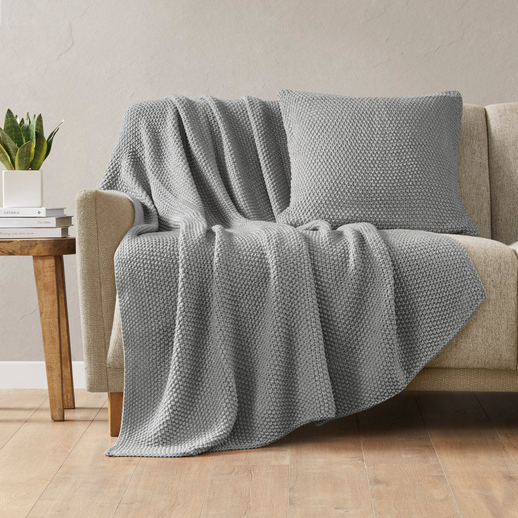 Bree Knit Throw - Grey