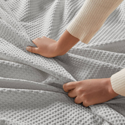 Waffle Weave Cotton Blanket - Grey