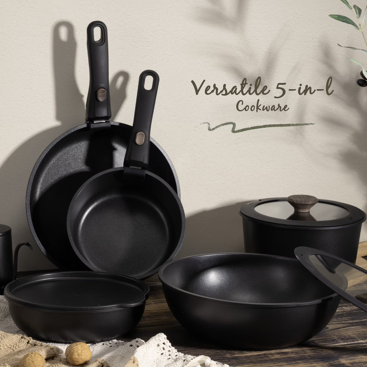 Astercook Stackable 20-Piece Pots & Pans Set – Space-Saving Nonstick Cookware