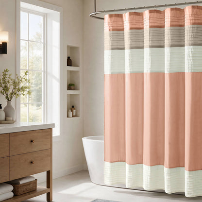 Amherst Faux Silk Shower Curtain - Coral