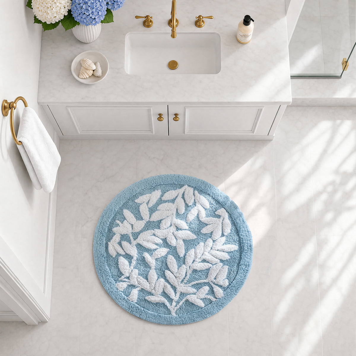 Serene Cotton Tufted Bath Rug - Blue