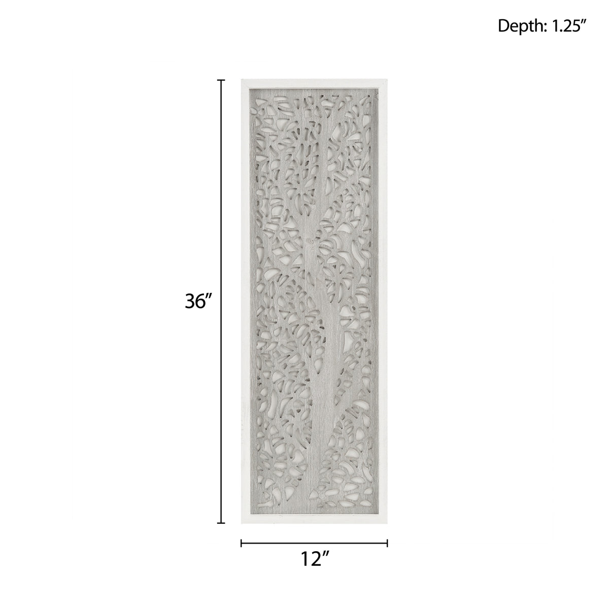 Laurel Branches Laser Cut Tree Framed Panel Wall Decor - Grey