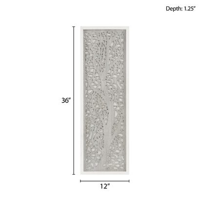 Laurel Branches Laser Cut Tree Framed Panel Wall Decor - Grey