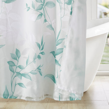 Cecily Burnout Printed Shower Curtain - Seafoam