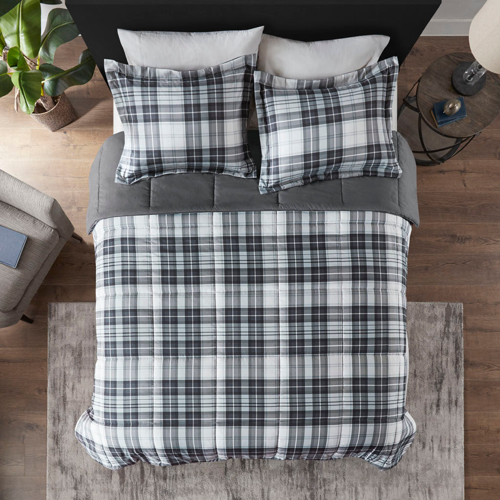Parkston 3M Scotchgard Down Alternative All Season Comforter Set - Black/White