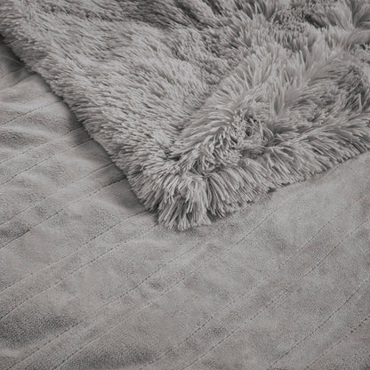 Malea Shaggy Faux Fur Heated Throw - Grey