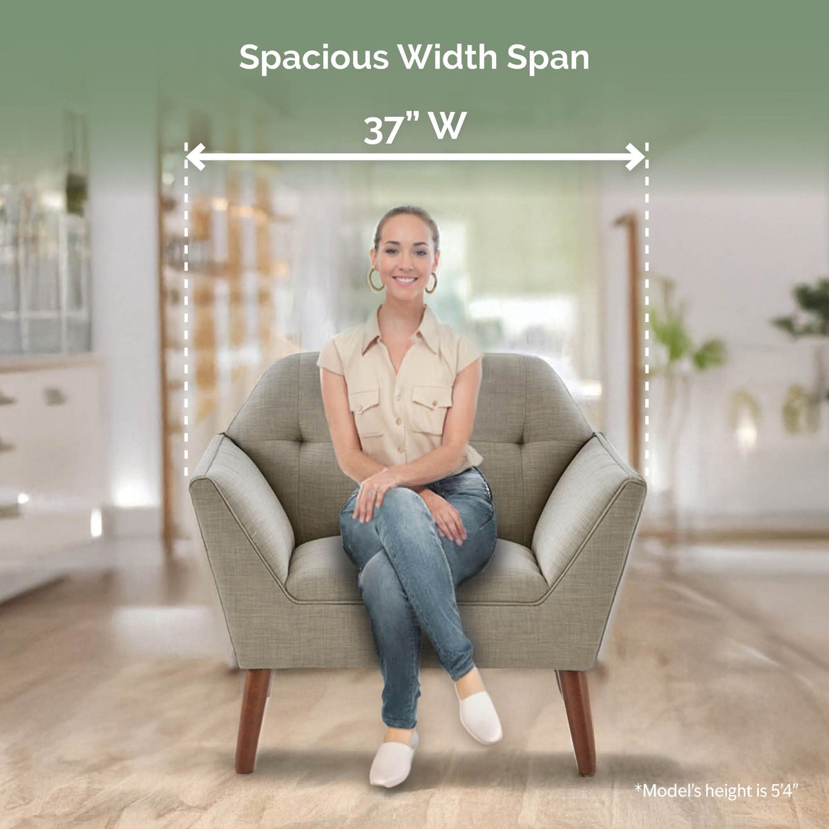 Newport Wide Mid-Century Modern Lounge Chair - Green