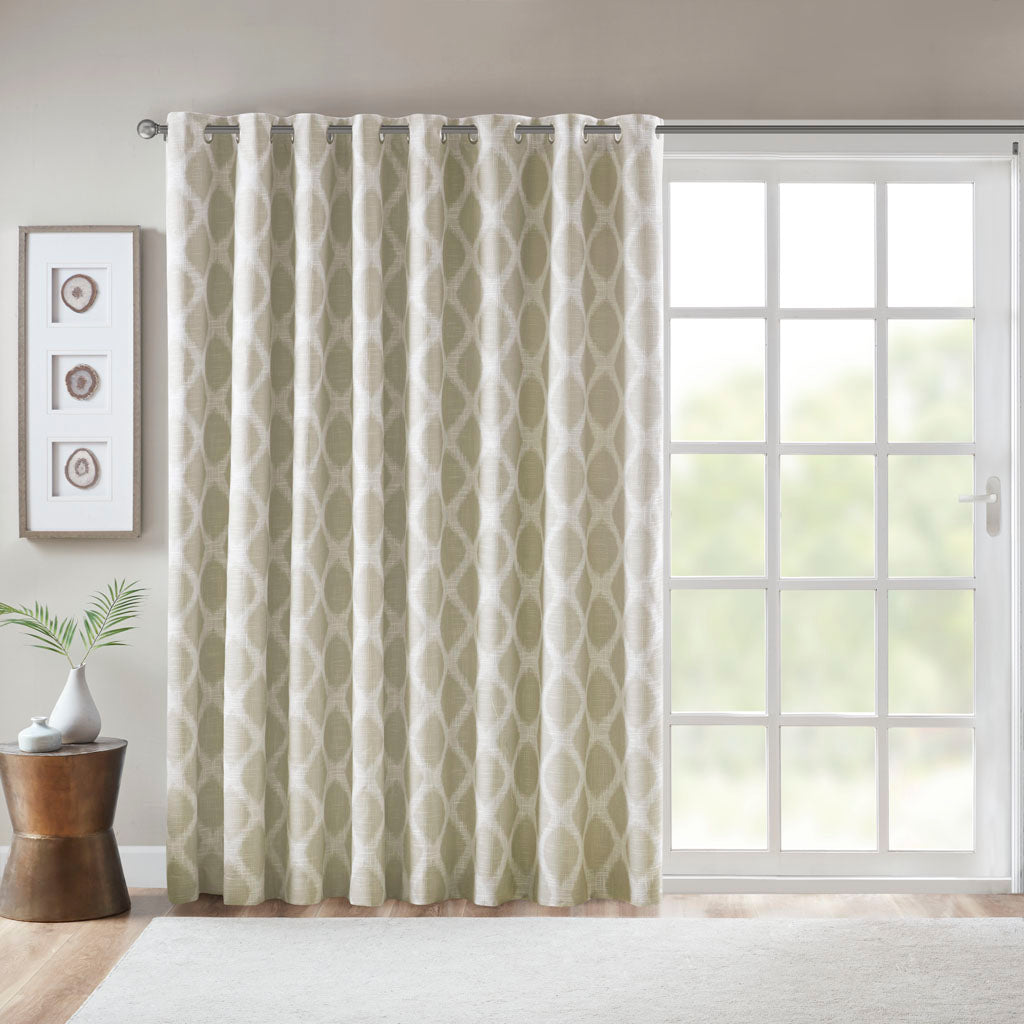 Blakesly Printed Ikat Blackout Patio Curtain - Taupe