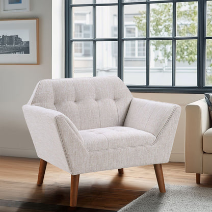 Newport Wide Mid-Century Modern Lounge Chair - Beige