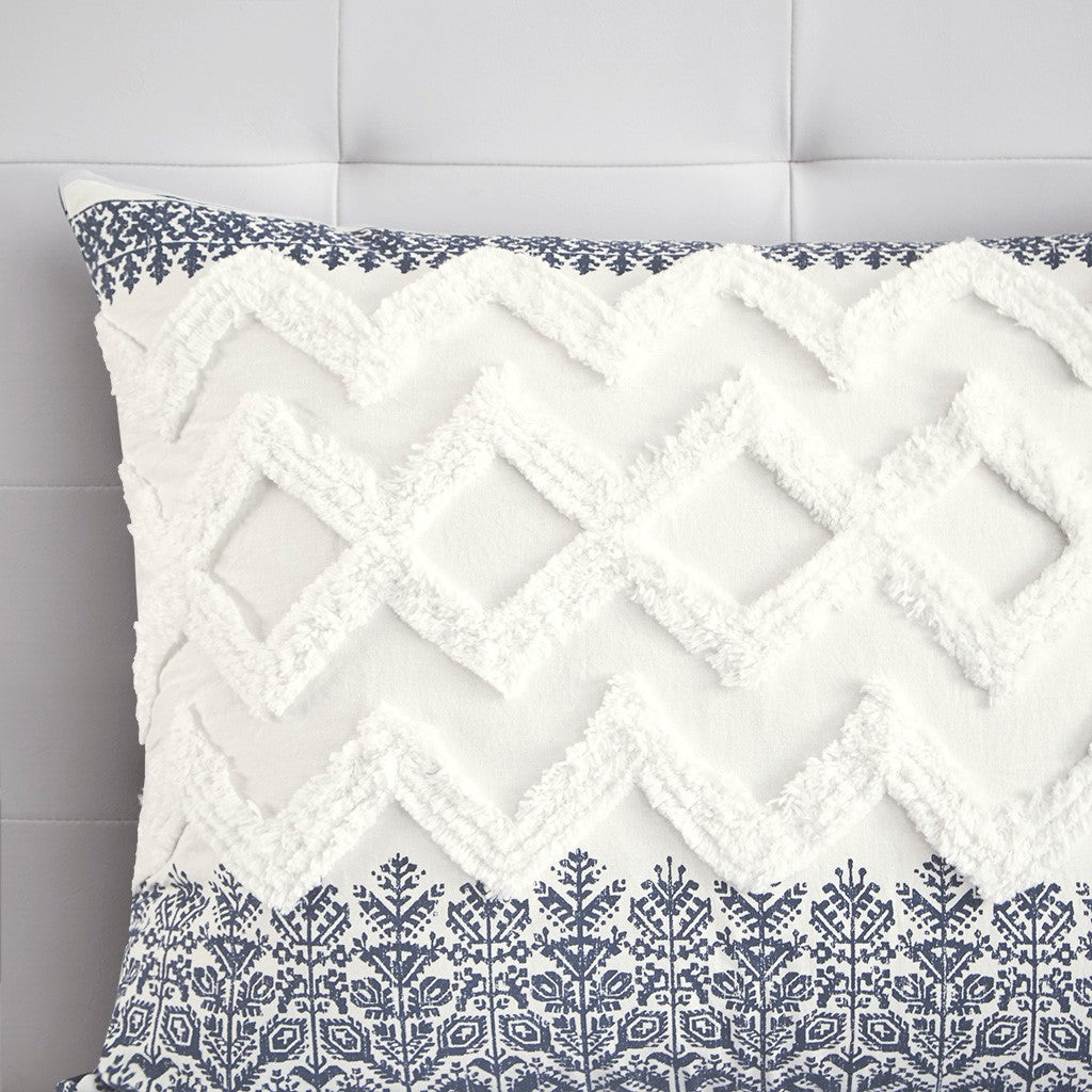 Mila Cotton Printed Duvet Cover Set with Chenille