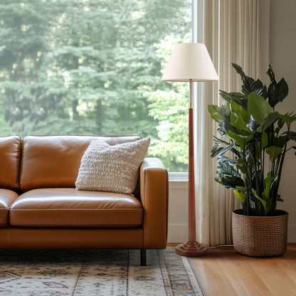 Verla Tapered Faux Wood Dimmable Floor Lamp - Brown