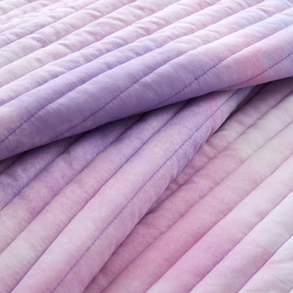 Cassiopeia Watercolor Tie Dye Printed Quilt Set with Throw Pillow - Purple