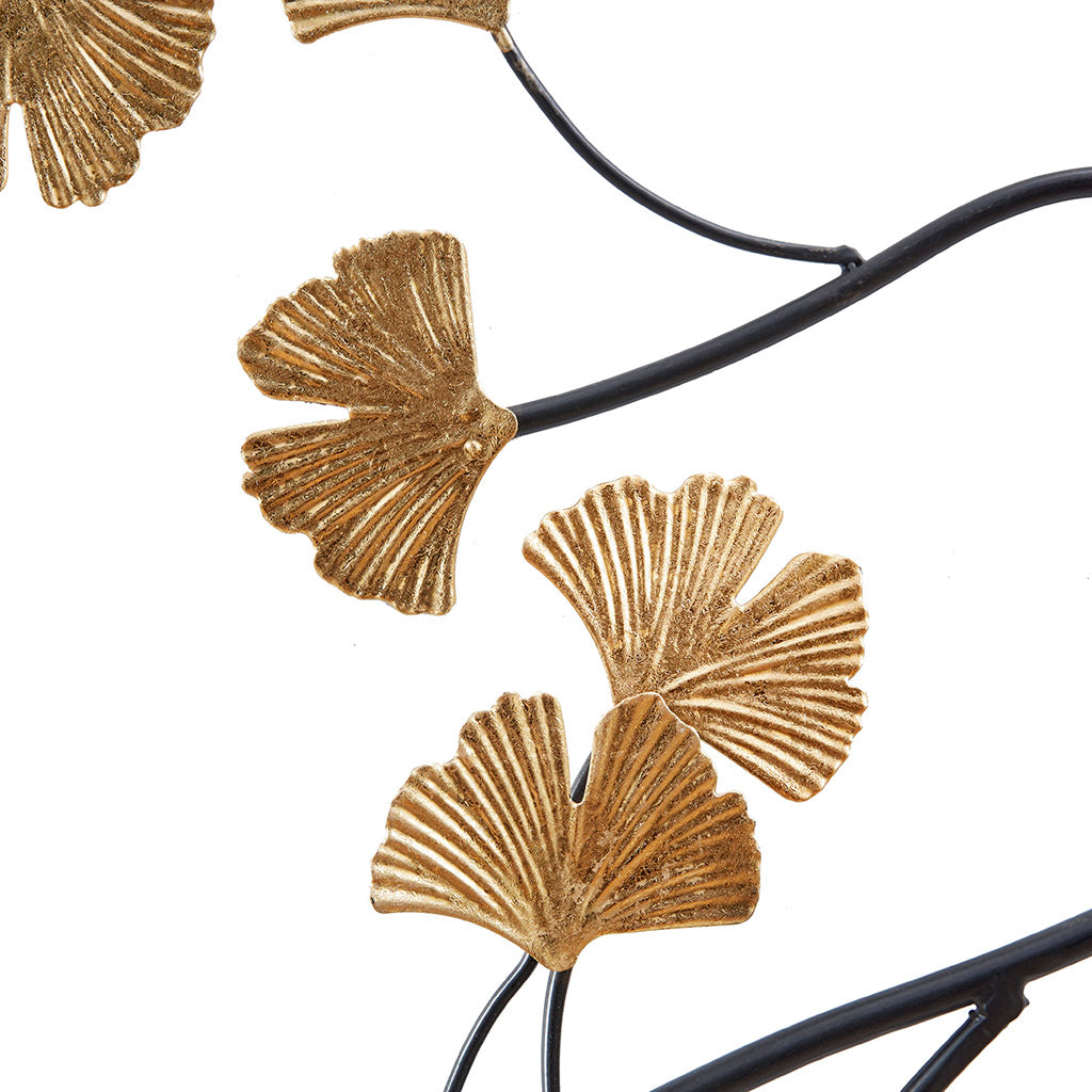 Golden Gingko Leaves 3-piece Metal Wall Decor Set - Black/Gold