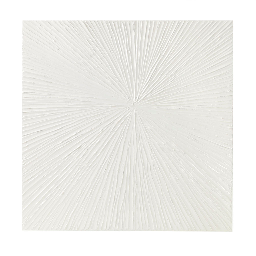 Sunburst Hand Painted Dimensional Resin Wall Art - White