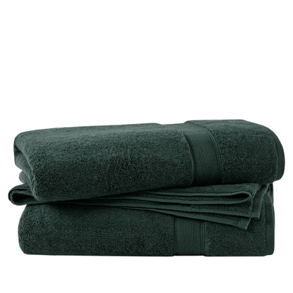 800GSM 100% Cotton Bath Sheet 2 Piece Set - Dark Green
