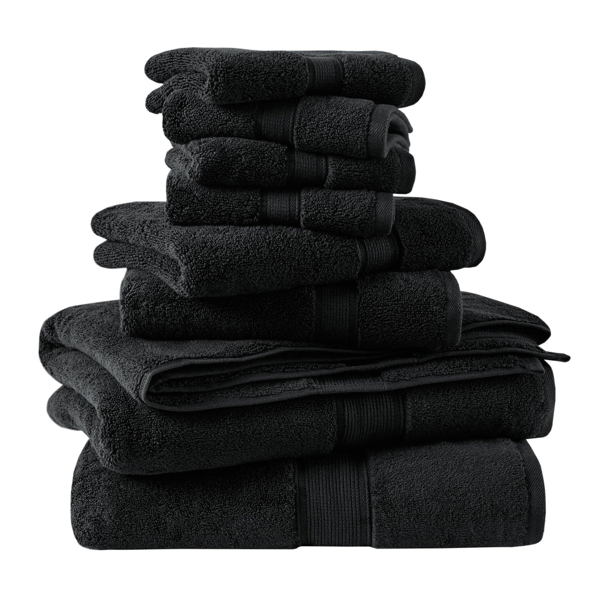 800GSM 100% Cotton 8 Piece Towel Set - Black
