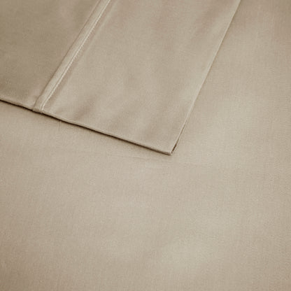 600 Thread Count Cooling Cotton Blend 4 PC Sheet Set - Khaki