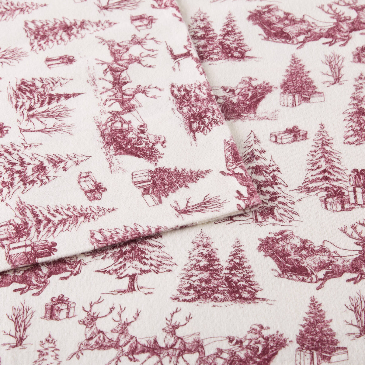 Cozy Cotton Flannel Printed Sheet Set - Santa Delivery Toile