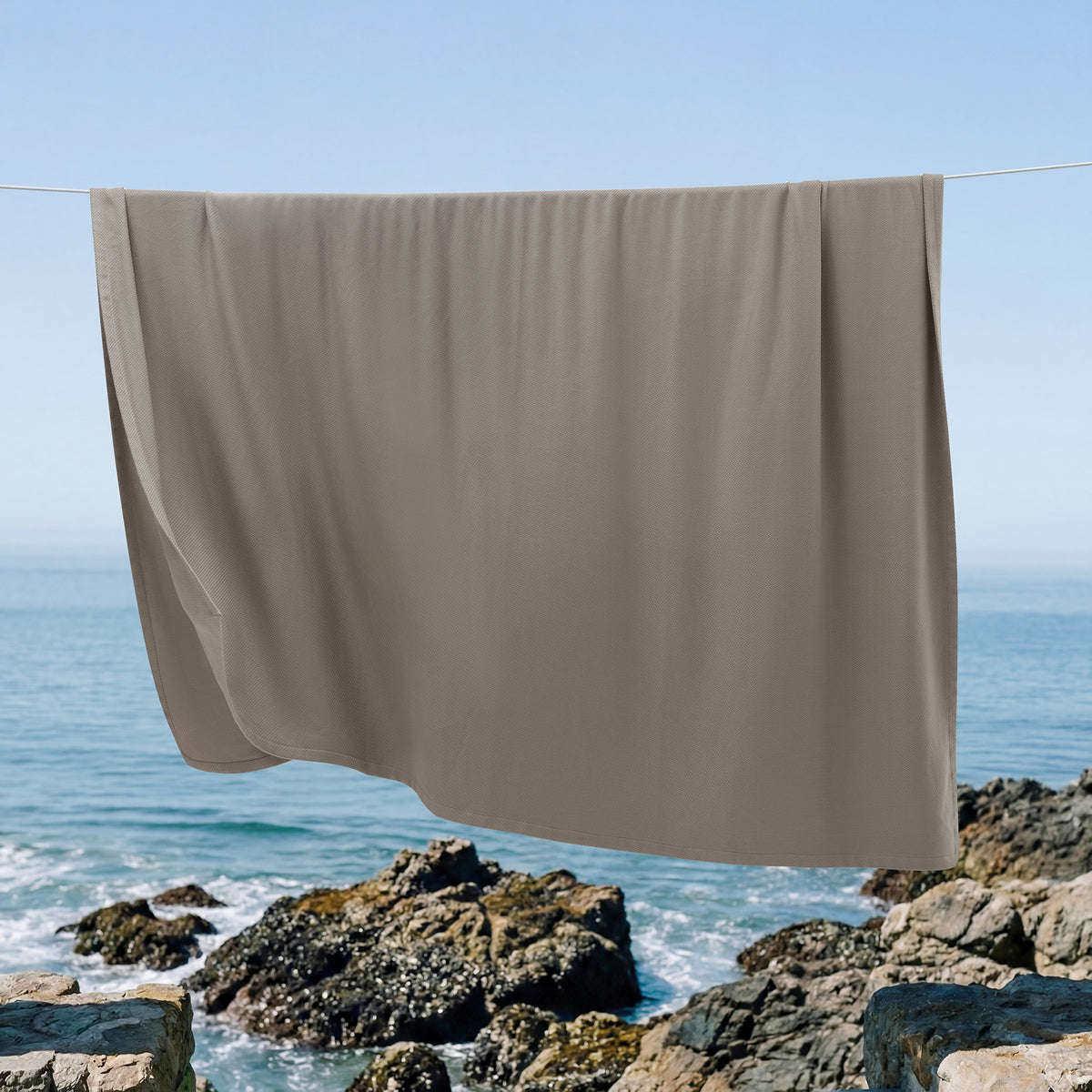 100% Certified Egyptian Cotton Blanket - Micro- herringbone Grey