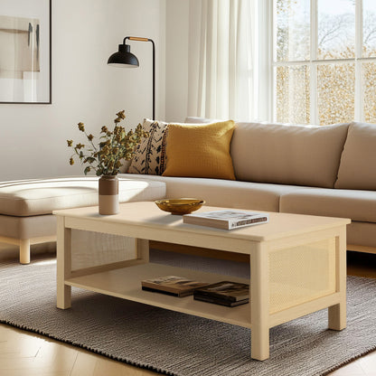 Ashlyn 2-Tier Rattan Coffee Table - Natural