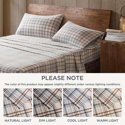 Cotton Flannel Sheet Set - Dart Gray Plaid